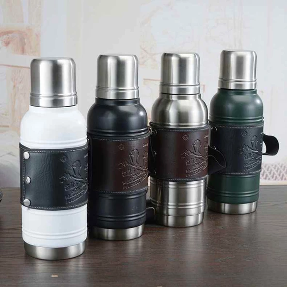 Kapris Askılı Paslanmaz Çelik Avcı Termos 1900 ML Siyah Kap-283 - 3