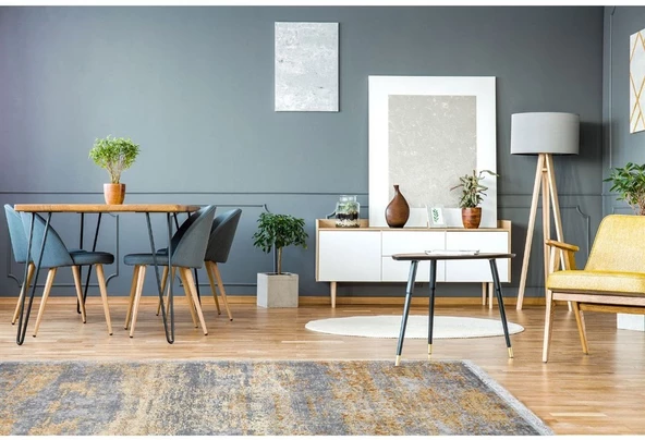 Sateen Koleksiyonu Makinede yıkanabilen, kolay kullanımlı kaymaz taban halı ST01 Toprak - 1