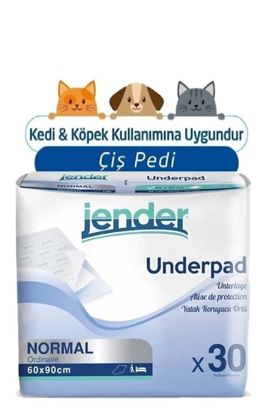 JENDER Kedi Köpek Çiş Tuvalet Pedi Örtüsü 90 Adet 60x90 Cm 90 Adet 30'lu Paket Yatak Koruyucu