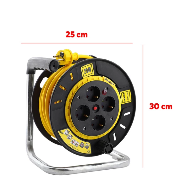 Plastik Makaralı Seyyar %100 Bakır Kablo 4 Prizli Monofaze Uzatma Kablosu 3x1.5 mm H05VV-F 25 Metre - Resim 2