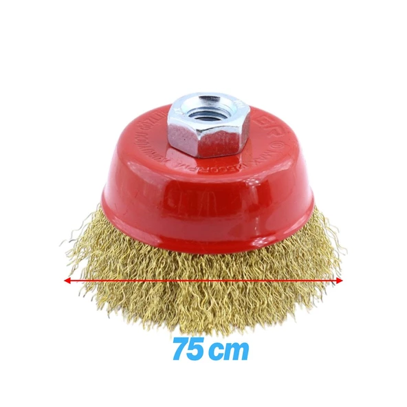 Saçaklı Çanak Fırça 75 mm Pas Kir Toz Temizleme Metal Temizlik Fırçası - 2