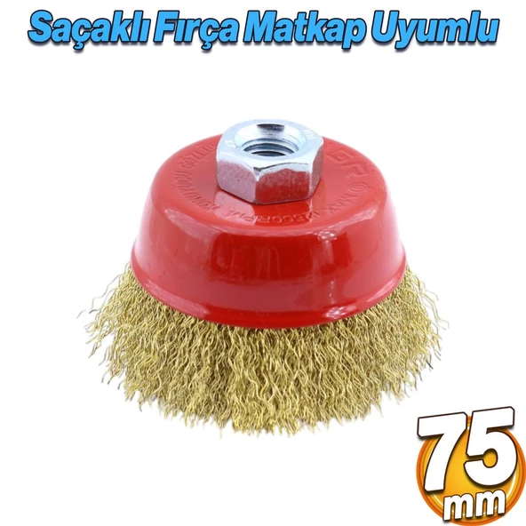 Saçaklı Çanak Fırça 75 mm Pas Kir Toz Temizleme Metal Temizlik Fırçası