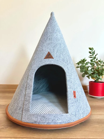 Beylini Taşınabilir Kedi Köpek Evi Minderli Pet Çadır Çantalı Model Yuva Kulübe Dekoratif 45x50 - 3
