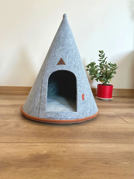 Beylini Taşınabilir Kedi Köpek Evi Minderli Pet Çadır Çantalı Model Yuva Kulübe Dekoratif 45x50 - 6