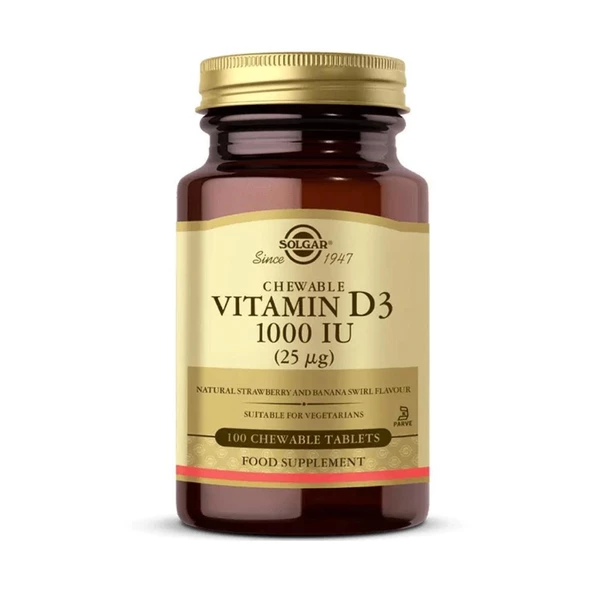 Solgar Vitamin D3 1000 IU 100 Chewable Tablet - SKT:10/2025