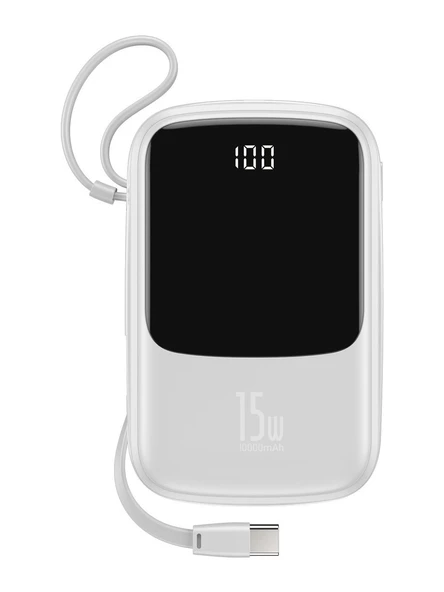 Baseus PPQD-A02 Q Pow 10000mAh 3A 15W 2xUSB Type-C Powerbank Beyaz