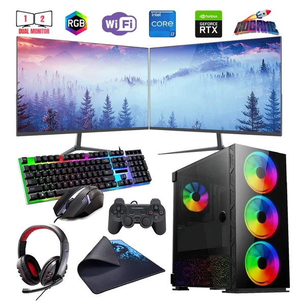 İ7 12700F 16GB DDR4 512GB m2 12GB RTX3060 Çift 24" Monitörlü Oyun Bilgisayarı (Gaming SET) ürün görseli