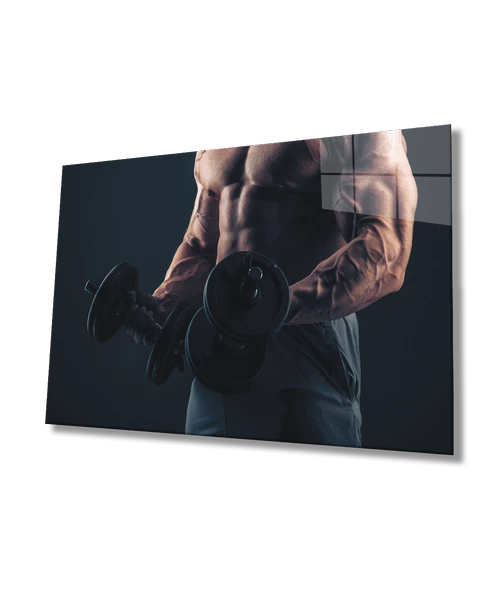 Spor Fıtnes Dekoratif ve Modern Cam Tablo   Sports Fitness