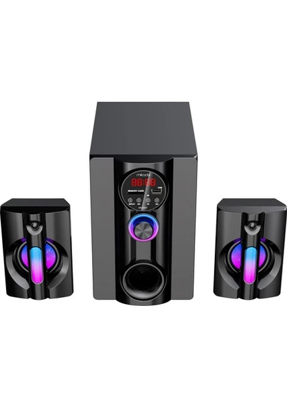 MIKADO MD-95BT, 20W, 2+1, Masaüstü, FM/BT/SD/USB, RGB Aydinlatma, Siyah Kasa, Speaker - 4