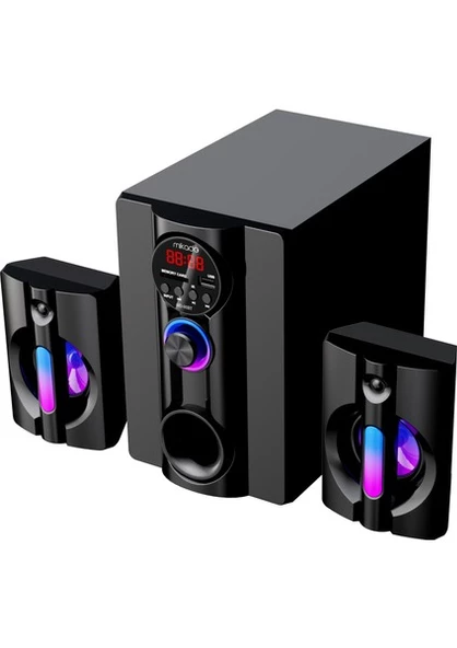 MIKADO MD-95BT, 20W, 2+1, Masaüstü, FM/BT/SD/USB, RGB Aydinlatma, Siyah Kasa, Speaker - 2