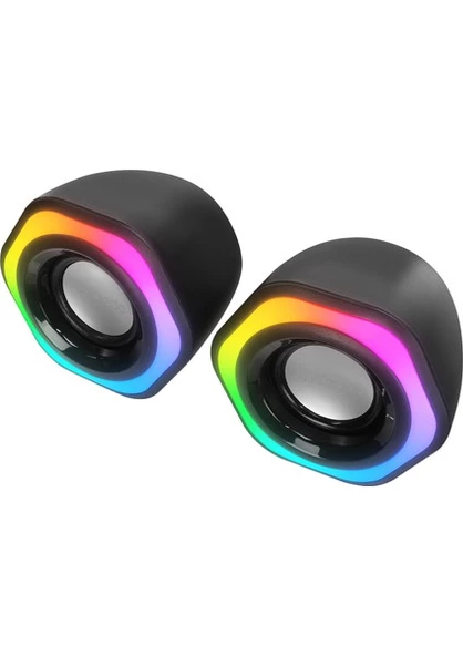 MIKADO MD-176, 6W, 1+1, Masaüstü, RGB Aydinlatma, USB, Siyah Kasa, Speaker - 2