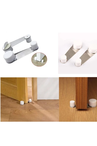 2 Adet Iz Bırakmaz Yapışkanlı Kolay Montaj Paslanmaz Çelik Kapı Tutucu Ve Kapı Stoperi - 8