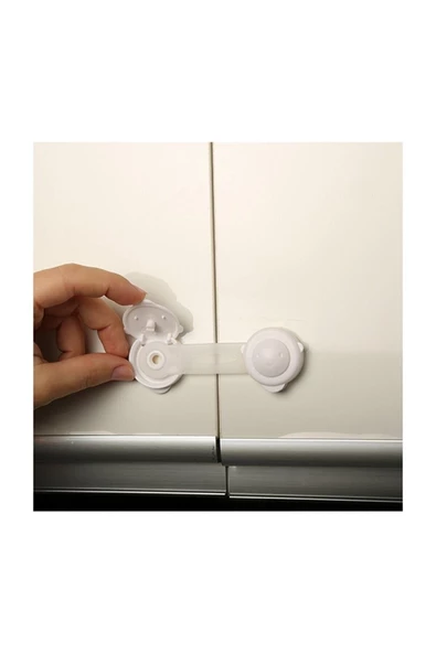 2 Adet İz Bırakmaz Kolay Montaj Çift Kapaklı Dolap Kilit Koruyucu Ve Kilit Bebek Güvenlik - Resim 6