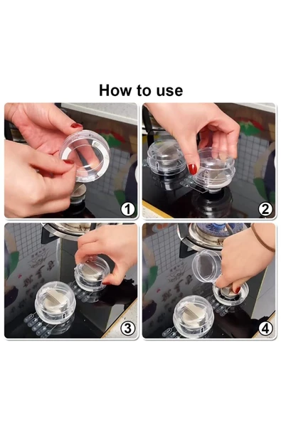 2 Adet Iz Bırakmaz Montajsız Ocak Ve Fırın Gaz Düğmesi Kapatıcı Güvenlik Kapağı Bebek Güvenlik - 4