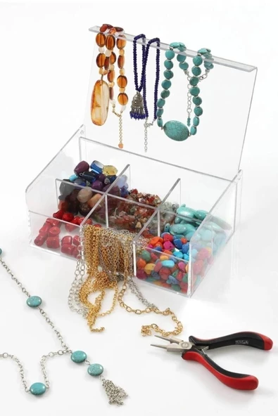 Çay Kutusu 6 Bölmeli Kapaklı Poşet Bitki Çayı Çok Amaçlı Saklama Kabı Özel Tasarım Büyük Tea Box - 4