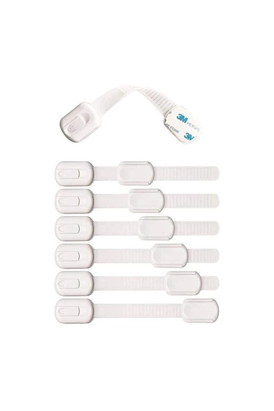 Iz Bırakmaz Yapışkanlı Ayarlanabilir Boyut Çok Amaçlı Dolap Ve Kapı Kilidi Bebek Güvenlik - 6