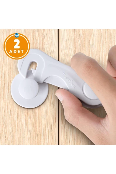 2 Adet Montajsiz Çift Kapaklı Dolap Kilidi Bebek Koruyucu Ve Kilit Bebek Güvenlik Kiti - 5