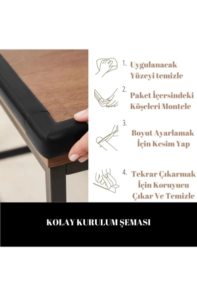 9,2 m Kenar Koruma ve 8 Adet Köşe Koruyucu ve 3 m Bant Esnek Yumuşak Darbe Engelleyici - 3