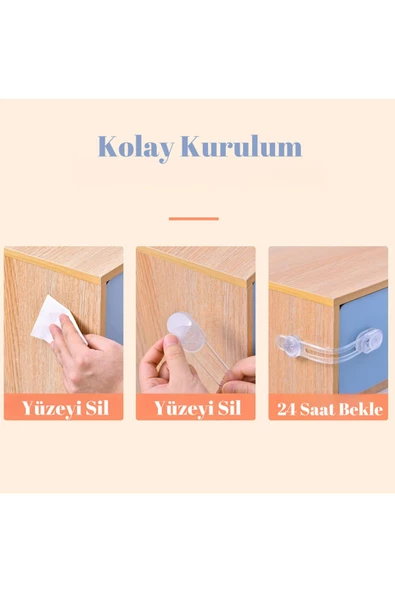 2 Adet Iz Bırakmaz Bebek Güvenlik Dolap , Çekmece Kilit Bebek Emniyet Kilidi Çok Amaçlı Kilit Bebek - 8
