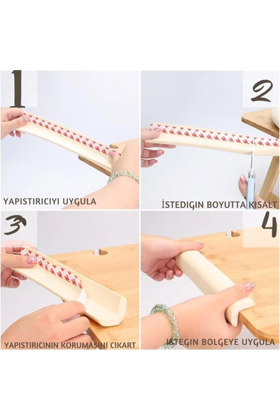 4,6 Metre 4 Adet Köşe Koruma Köşe Kenar Koruma 3m Bant Yumuşak Darbe Koruma Mürdüm Bebek Güvenlik - 12