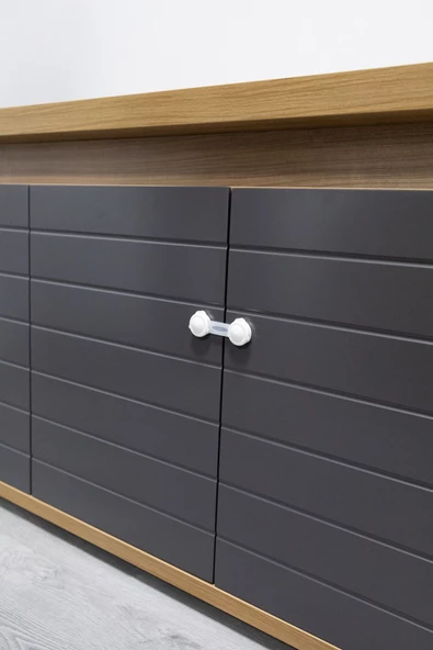 2 Adet İz Bırakmaz Kolay Montaj Çift Kapaklı Dolap Kilit Koruyucu Ve Kilit Bebek Güvenlik - Resim 8