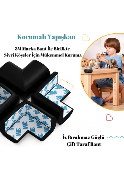 4 Adet Köşe Koruyucu Yastık Saf Kauçuk Masa Sehpa Kenar Köşe Koruyucu Çocuk Bebek Emniyet Koruma - 12