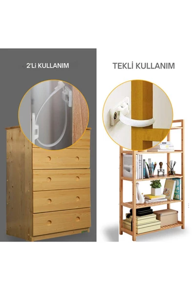 2 Adet Kolay Montaj Deprem Güvenlik Mobilya Dolap Düşme Engelleme Mobilya Sabitleyici Bebek Güvenlik - 2