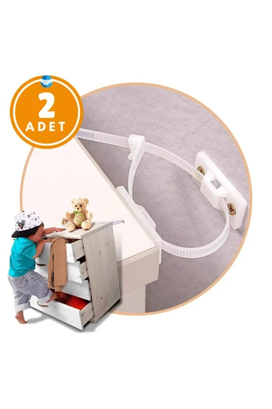 2 Adet Kolay Montaj Deprem Güvenlik Mobilya Dolap Düşme Engelleme Mobilya Sabitleyici Bebek Güvenlik - 8