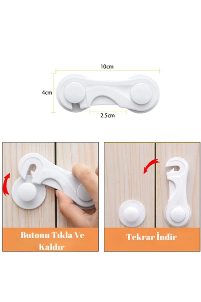 6 Adet Çok Amaçlı Çift Kapaklı Dolap Için Çocuk Bebek Güvenlik Set Emniyet Mandallı Koruma Kilit - 2