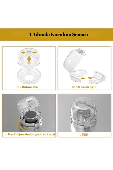 2 Adet Iz Bırakmaz Montajsız Ocak Ve Fırın Gaz Düğmesi Kapatıcı Güvenlik Kapağı Bebek Güvenlik - 3