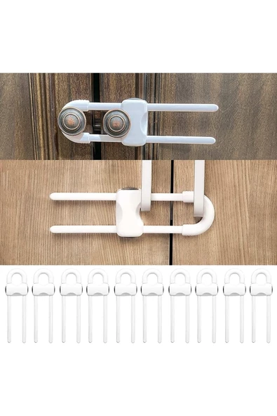 Bebek için 5 Adet Dolap Kilit U-Şekilli Ayarlanabilir Eşya Dolabı Gardırop Çekmece Kolu için Kilit - 2