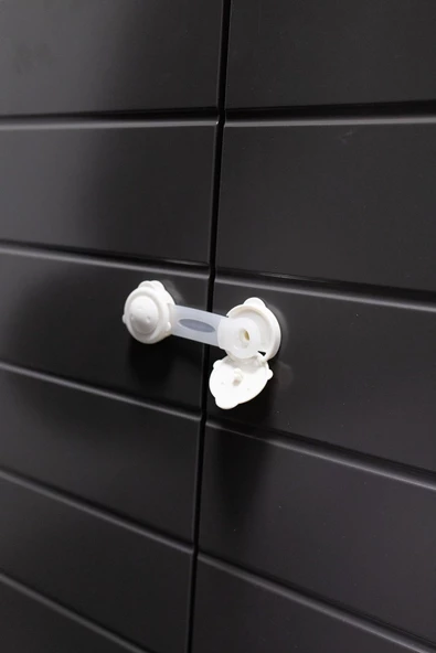 2 Adet İz Bırakmaz Kolay Montaj Çift Kapaklı Dolap Kilit Koruyucu Ve Kilit Bebek Güvenlik - Resim 4