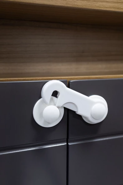 2 Adet Montajsiz Çift Kapaklı Dolap Kilidi Bebek Koruyucu Ve Kilit Bebek Güvenlik Kiti - 7