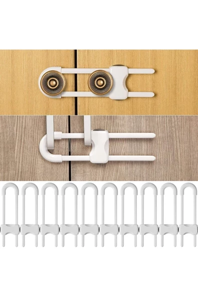 Bebek için 5 Adet Dolap Kilit U-Şekilli Ayarlanabilir Eşya Dolabı Gardırop Çekmece Kolu için Kilit - 4