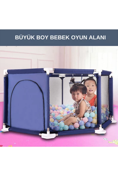 Kolay Kurulum Güvenli Bebek Ve Çocuk Oyun Alanı Oyun Parkı Dayanıklı Taşınabilir 130x115 Cm - 6