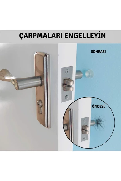 6 Adet Yapışkanlı İz Bırakmaz Silikon Kapı Tamponu Kapı Stoperi Çok Amaçlı Kullanım Mobilya Koruma - 8