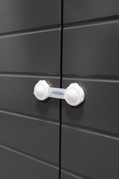 2 Adet İz Bırakmaz Kolay Montaj Çift Kapaklı Dolap Kilit Koruyucu Ve Kilit Bebek Güvenlik - Resim 3