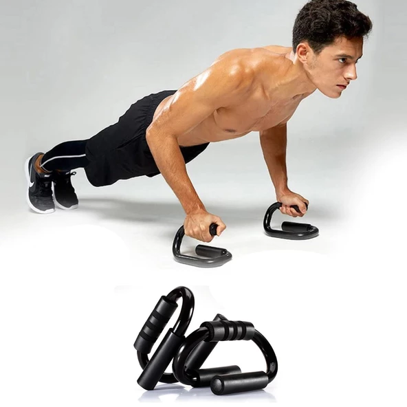 S şekli Push Up Standı Alüminyum Şınav Aleti Spor Aracı Fitness Göğüs Egzersiz Ekipmanları (4694)