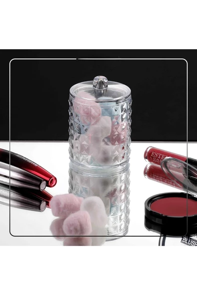 2' li Silindir Kapaklı Pamuk Organizeri Makyaj Organizeri - 2