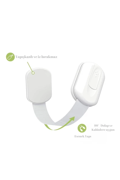 6 Adet Kolay Montaj İz Bırakmaz Yapışkanlı Ayarlanabilir Boyut Çok Amaçlı Dolap Ve Kapı Kilidi - 5