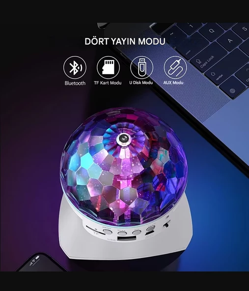 Göz kamaştırıcı LED RGB Sihirli Top Bluetooth Hoparlör Partisi  Disco House Club İçin Dönen Lamba - 5