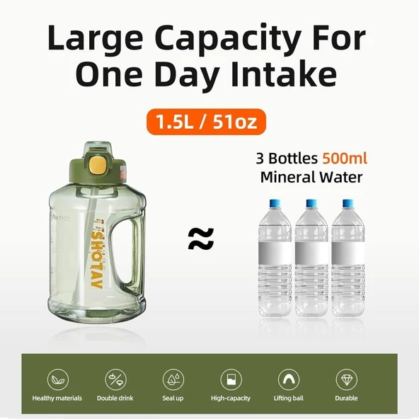 Shotay Carboy Su Matarası Tritan Mor1500Ml - 11