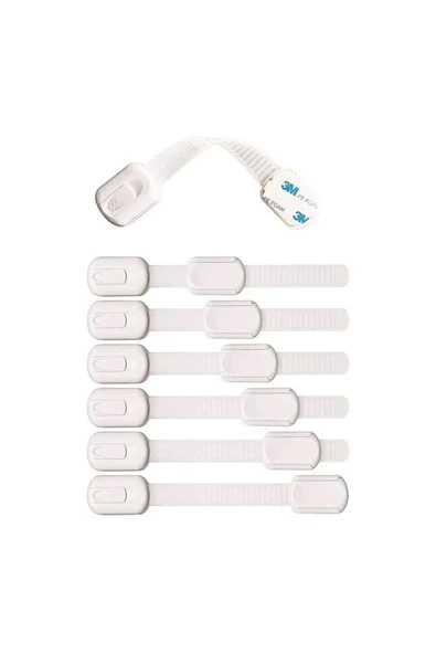 A Kalite 2 Adet iz Bırakmaz Yapışkanlı Ayarlanabilir Boyut  Dolap Ve Kapı Kilidi Bebek Güvenlik - 7