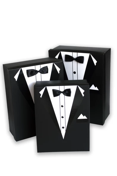 Damat Bohça Çeyiz Sandık ve Kutu 4 'lü Set - Gerçek Papyon ve Düğme - 3