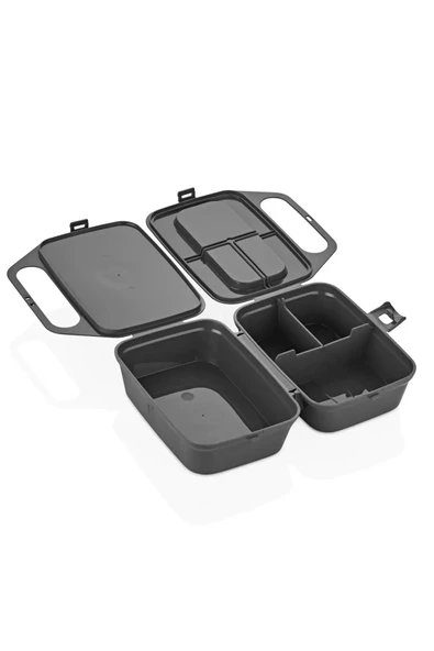 Kendinden Kaşıklı 4 Bölmeli 2 Katlı Beslenme Kutusu 4 Taşınabilir Yemek Saklama Beslenme Çantası - 3