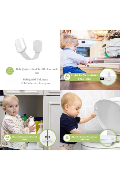 6 Adet Kolay Montaj İz Bırakmaz Yapışkanlı Ayarlanabilir Boyut Çok Amaçlı Dolap Ve Kapı Kilidi - 4