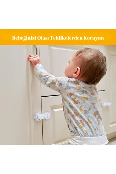 8 Adet Çok Amaçlı Çift Kapaklı Dolap Için Çocuk Bebek Güvenlik Set Emniyet Mandallı Koruma Kilit - 3