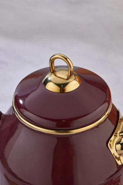 Emayye Özel Tasarım Yapışmaz Yüzey Demlik Seti Emaye Çaydanlık - 12