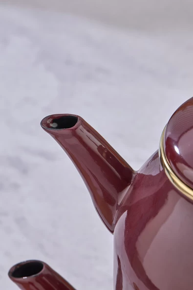 Emayye Özel Tasarım Yapışmaz Yüzey Demlik Seti Emaye Çaydanlık - 11