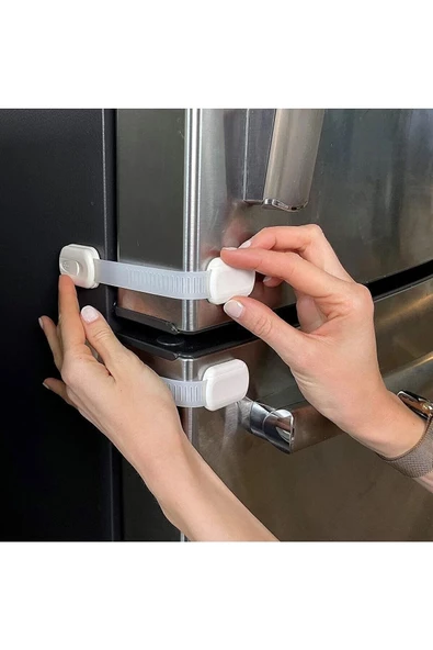 A Kalite 2 Adet iz Bırakmaz Yapışkanlı Ayarlanabilir Boyut  Dolap Ve Kapı Kilidi Bebek Güvenlik - 5